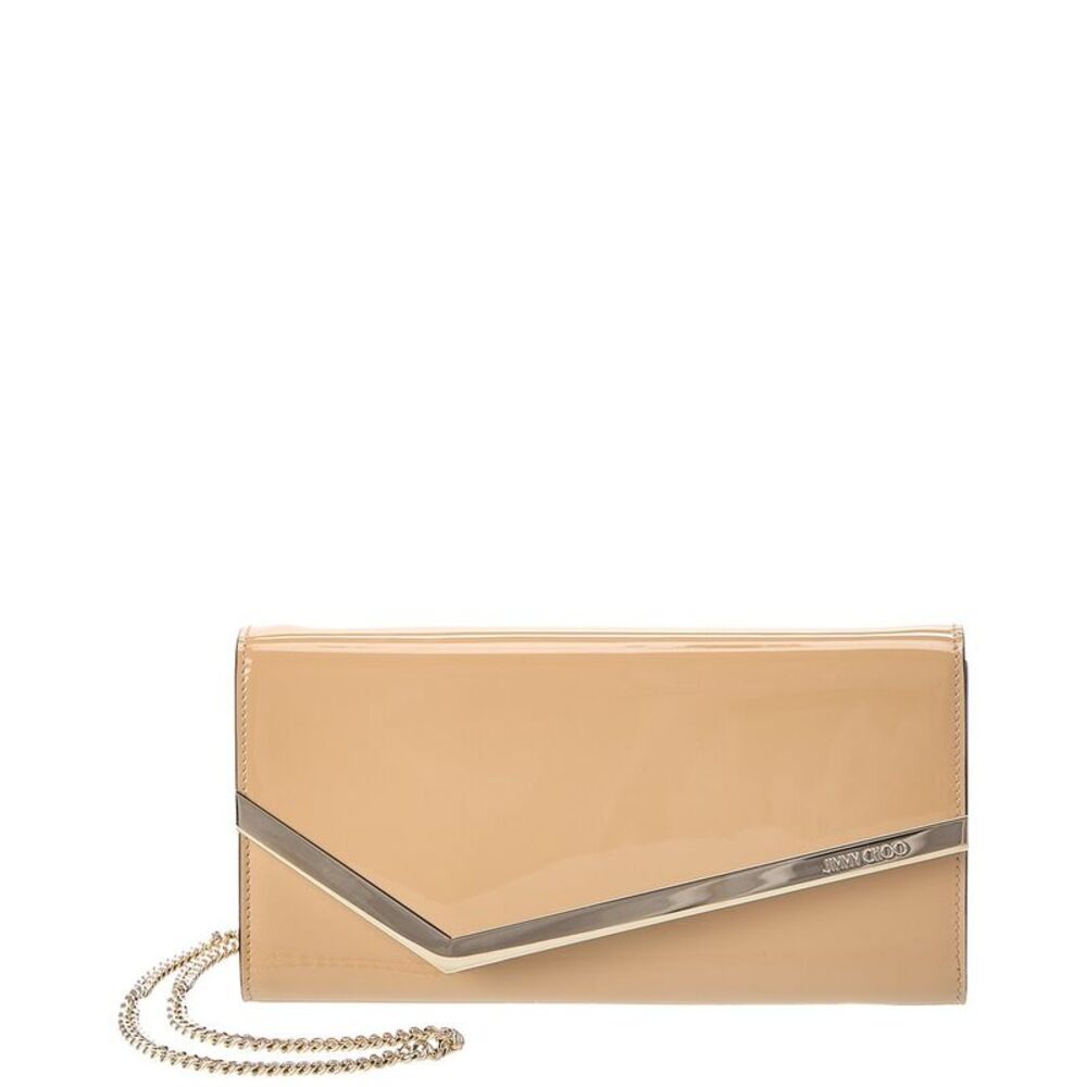 Jimmy Choo Emmie Patent Clutch, Beige